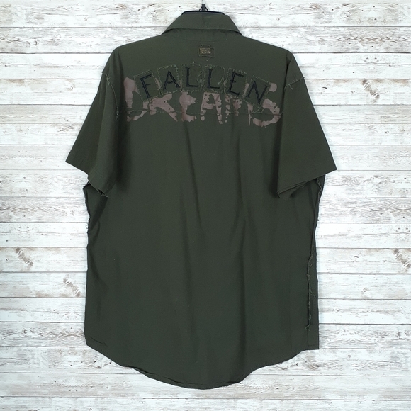 Blac Label Mens Shirt XL Distressed Green 730 - Picture 4 of 8